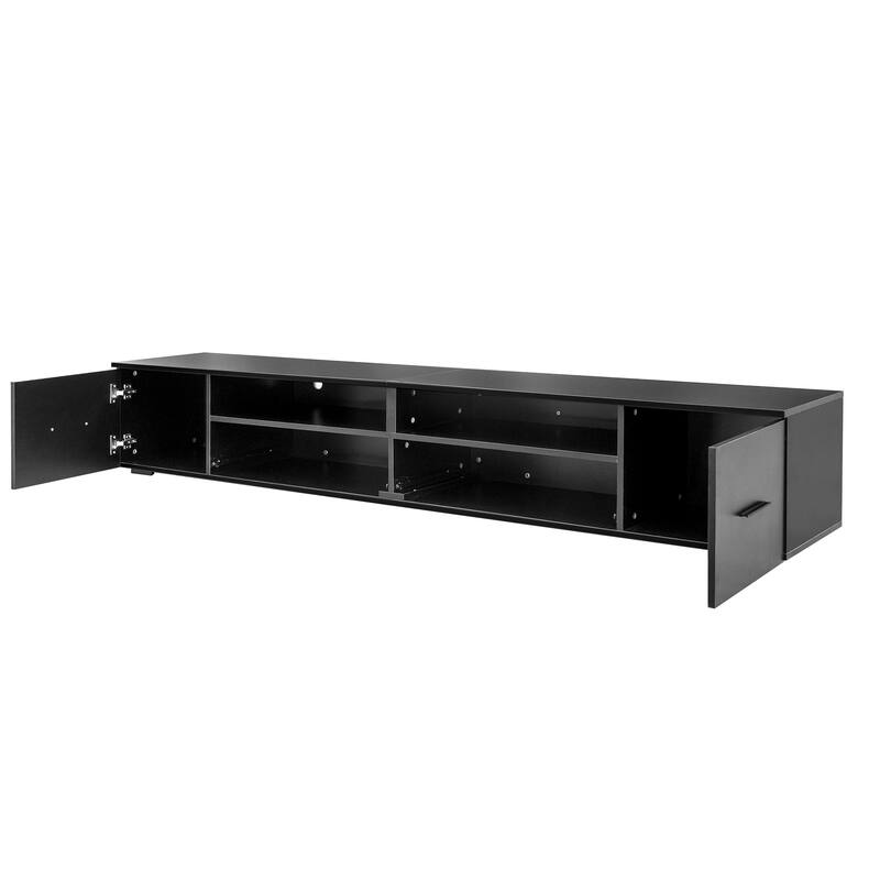 82" LED TV Stand TV Media with 4 Storage Drawers, Black 82.68" x 15.75" x 13.78